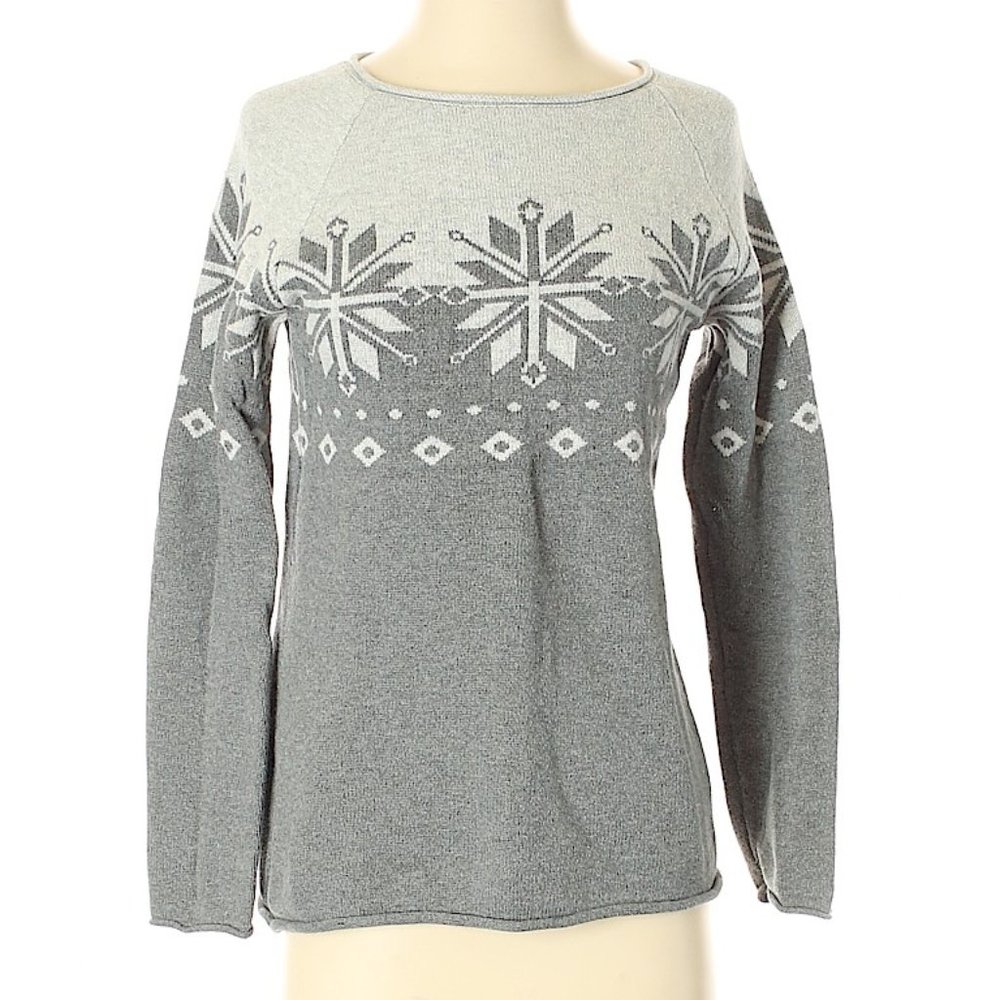 Eddie Bauer | Gray Snowflake Pullover Sweater